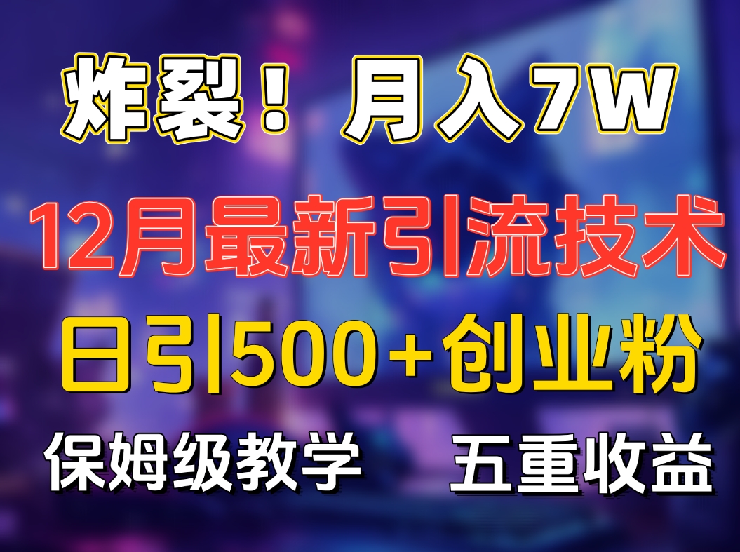 炸裂！月入7W+揭秘12月最新日引流500+精准创业粉，多重收益保姆级教学创业之家-网创项目资源站-副业项目-创业项目-搞钱项目创业之家
