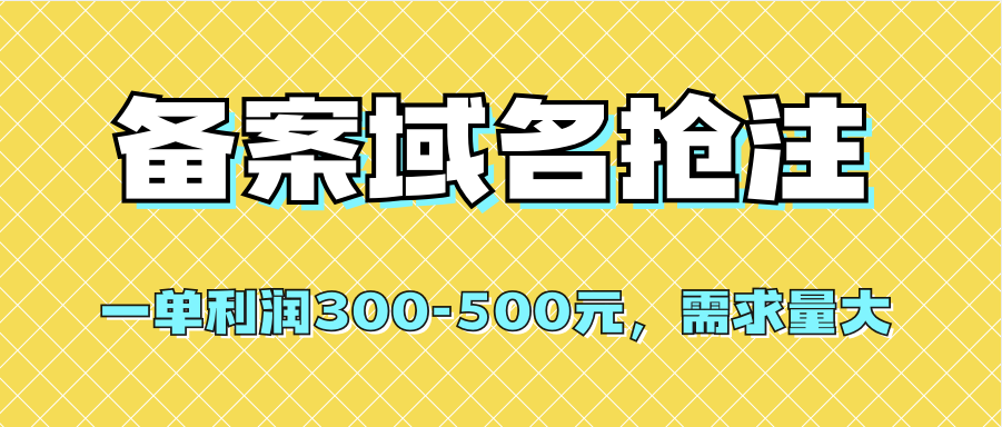 【全网首发】备案域名抢注，一单利润300-500元，需求量大创业之家-网创项目资源站-副业项目-创业项目-搞钱项目创业之家