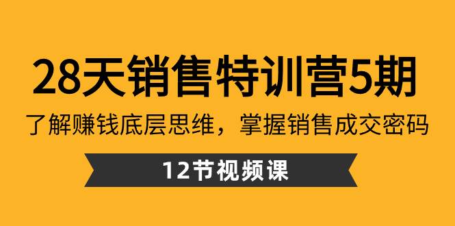 28天·销售特训营5期：了解赚钱底层思维，掌握销售成交密码（12节课）创业之家-网创项目资源站-副业项目-创业项目-搞钱项目创业之家