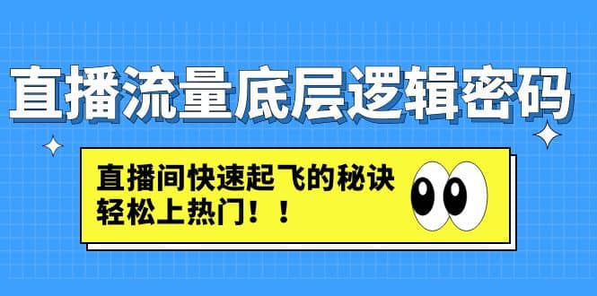 直播流量底层逻辑密码：直播间快速起飞的秘诀，轻松上热门创业之家-网创项目资源站-副业项目-创业项目-搞钱项目创业之家