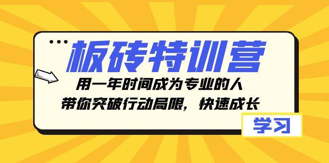板砖特训营，用一年时间成为专业的人，带你突破行动局限，快速成长创业之家-网创项目资源站-副业项目-创业项目-搞钱项目创业之家