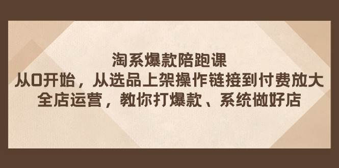 淘系爆款陪跑课 从选品上架操作链接到付费放大 全店运营 打爆款 系统做好店创业之家-网创项目资源站-副业项目-创业项目-搞钱项目创业之家