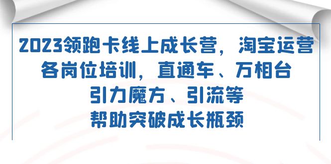 2023领跑·卡 线上成长营 淘宝运营各岗位培训 直通车 万相台 引力魔方 引流创业之家-网创项目资源站-副业项目-创业项目-搞钱项目创业之家