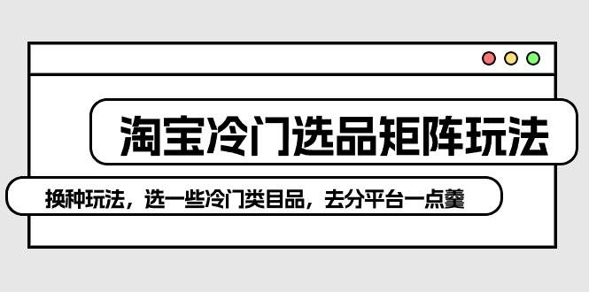 淘宝冷门选品矩阵玩法：换种玩法，选一些冷门类目品，去分平台一点羹创业之家-网创项目资源站-副业项目-创业项目-搞钱项目创业之家