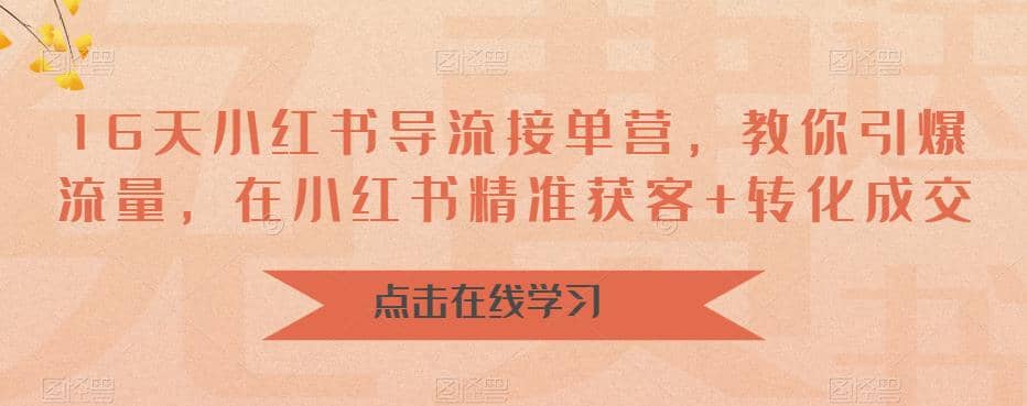 16天-小红书 导流接单营，教你引爆流量，在小红书精准获客+转化成交创业之家-网创项目资源站-副业项目-创业项目-搞钱项目创业之家