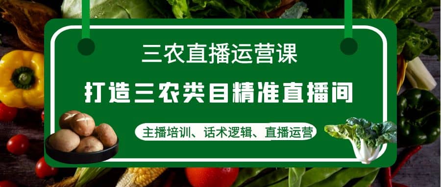 三农直播运营课：打造三农类目精准直播间，主播培训、话术逻辑、直播运营创业之家-网创项目资源站-副业项目-创业项目-搞钱项目创业之家