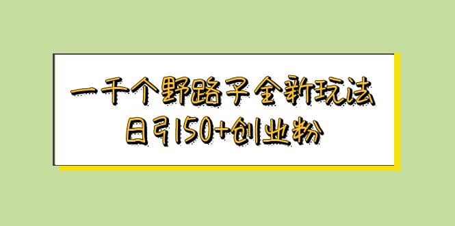 一千个野路子全新玩法 日引50+创业粉创业之家-网创项目资源站-副业项目-创业项目-搞钱项目创业之家