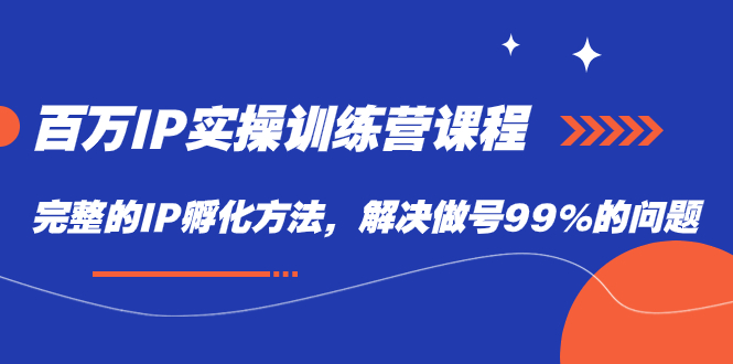 百万IP实战训练营课程，完整的IP孵化方法，解决做号99%的问题创业之家-网创项目资源站-副业项目-创业项目-搞钱项目创业之家