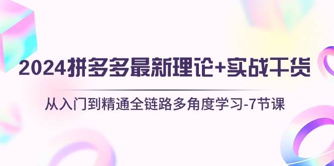 2024拼多多 最新理论+实战干货，从入门到精通全链路多角度学习-7节课创业之家-网创项目资源站-副业项目-创业项目-搞钱项目创业之家