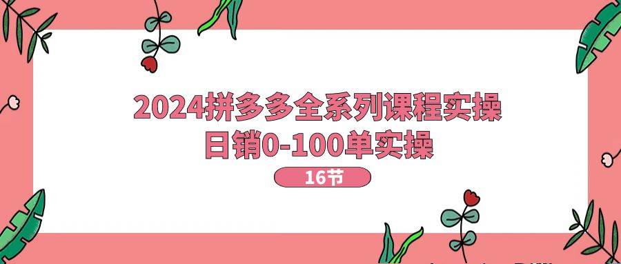 2024拼多多全系列课程实操，日销0-100单实操【16节课】创业之家-网创项目资源站-副业项目-创业项目-搞钱项目创业之家