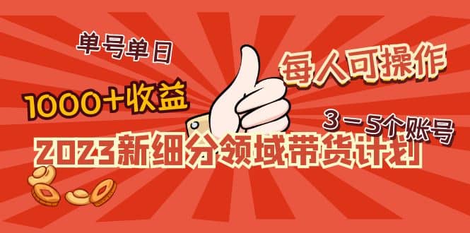 2023新细分领域带货计划：单号单日1000+收益不难，每人可操作3-5个账号创业之家-网创项目资源站-副业项目-创业项目-搞钱项目创业之家