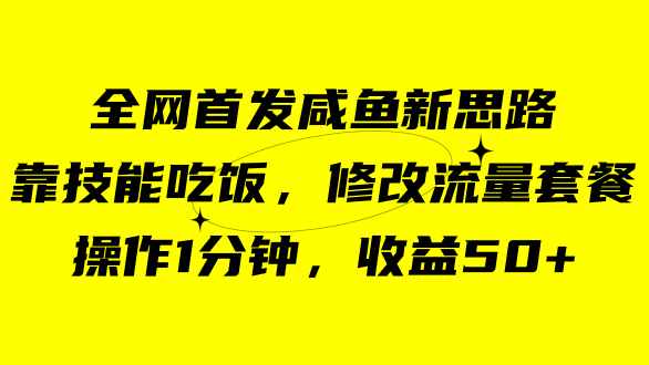 咸鱼冷门新玩法，靠“技能吃饭”，修改流量套餐，操作1分钟，收益50+创业之家-网创项目资源站-副业项目-创业项目-搞钱项目创业之家