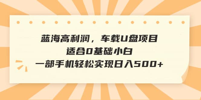 蓝海高利润，车载U盘项目，适合0基础小白，一部手机轻松实现日入500+创业之家-网创项目资源站-副业项目-创业项目-搞钱项目创业之家