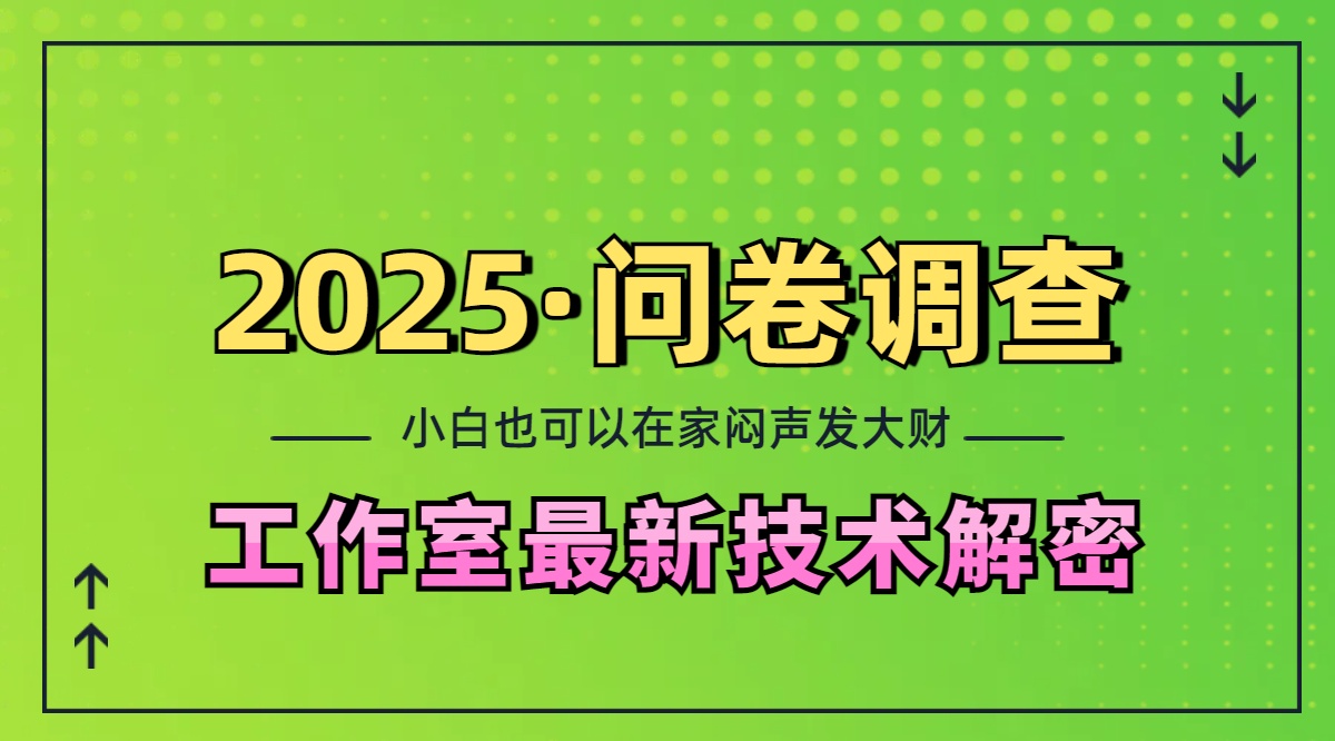2025《问卷调查》最新工作室技术解密：一个人在家也可以闷声发大财，小白一天200+，可矩阵放大创业之家-网创项目资源站-副业项目-创业项目-搞钱项目创业之家