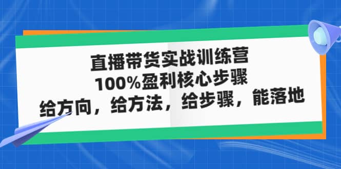 直播带货实战训练营：100%盈利核心步骤，给方向，给方法，给步骤，能落地创业之家-网创项目资源站-副业项目-创业项目-搞钱项目创业之家