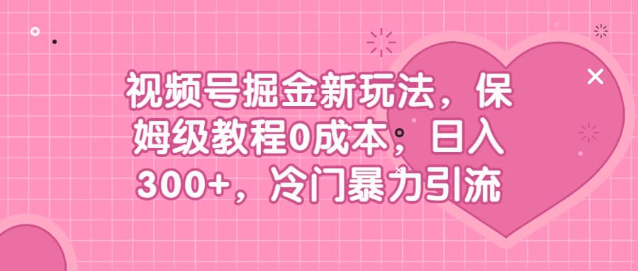 视频号掘金新玩法，保姆级教程0成本，日入300+，冷门暴力引流创业之家-网创项目资源站-副业项目-创业项目-搞钱项目创业之家