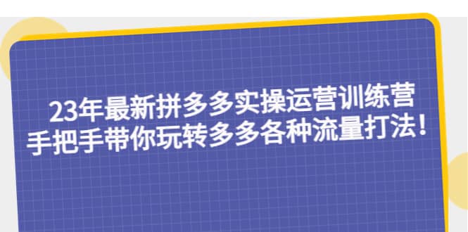 23年最新拼多多实操运营训练营：手把手带你玩转多多各种流量打法！创业之家-网创项目资源站-副业项目-创业项目-搞钱项目创业之家