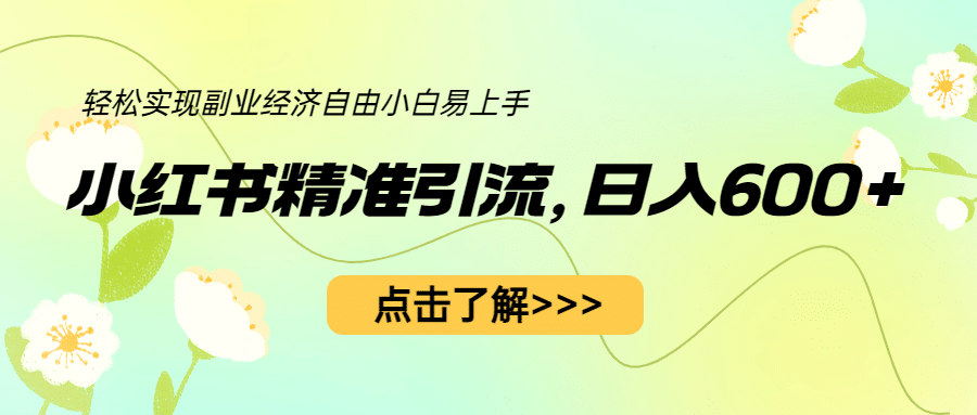 小红书精准引流，小白日入600+，轻松实现副业经济自由（教程+1153G资源）创业之家-网创项目资源站-副业项目-创业项目-搞钱项目创业之家