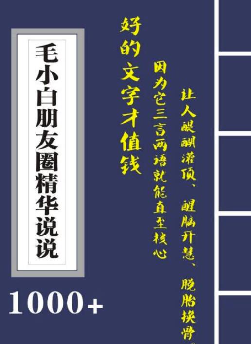 毛小白内容合集《朋友圈说说精华1000+》好的文字才值钱（第1部+2部）创业之家-网创项目资源站-副业项目-创业项目-搞钱项目创业之家