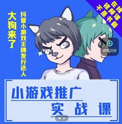 大狗来了：小游戏推广实战课，带你搭建一个游戏推广变现账号创业之家-网创项目资源站-副业项目-创业项目-搞钱项目创业之家