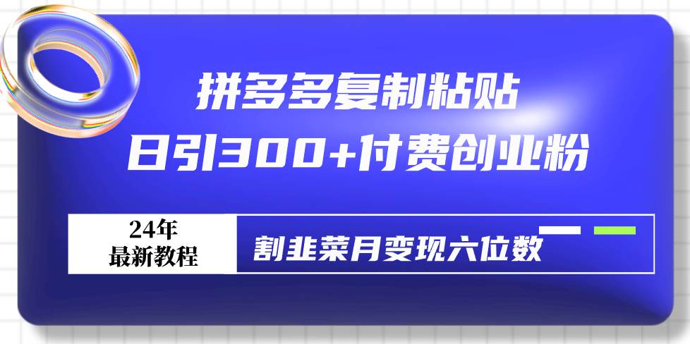 拼多多复制粘贴日引300+付费创业粉，割韭菜月变现六位数最新教程！创业之家-网创项目资源站-副业项目-创业项目-搞钱项目创业之家