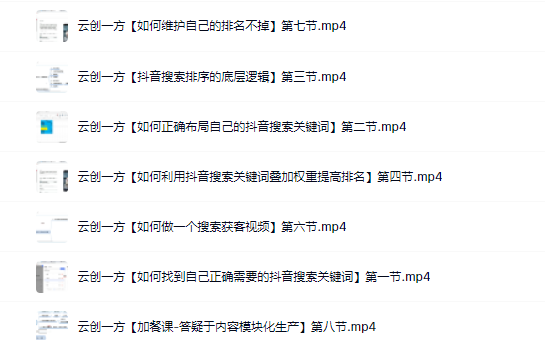 云创一方2022抖音SEO系列课程，教你如何快速上抖音搜索排名第一创业之家-网创项目资源站-副业项目-创业项目-搞钱项目创业之家