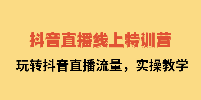 抖音直播线上特训营：玩转抖音直播流量，实操教学创业之家-网创项目资源站-副业项目-创业项目-搞钱项目创业之家