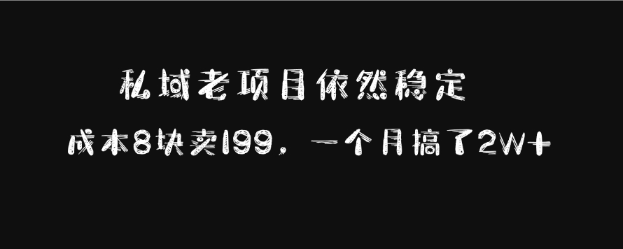 私域老项目依然稳定，成本8块卖199，一个月搞了2W+创业之家-网创项目资源站-副业项目-创业项目-搞钱项目创业之家