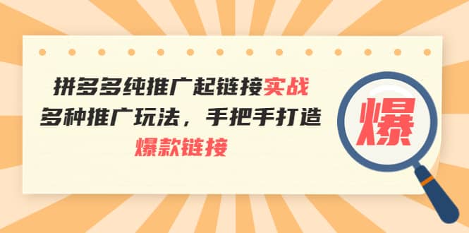 拼多多纯推广起链接实战：多种推广玩法，手把手打造爆款链接创业之家-网创项目资源站-副业项目-创业项目-搞钱项目创业之家