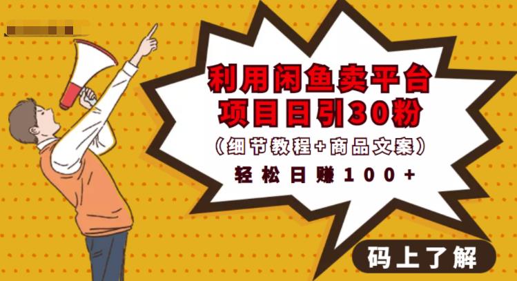 利用闲鱼卖平台项目课程资源日引流30+精准粉丝，轻松日赚100+，积累人脉可实现二次变现（细节教程+商品文案）创业之家-网创项目资源站-副业项目-创业项目-搞钱项目创业之家
