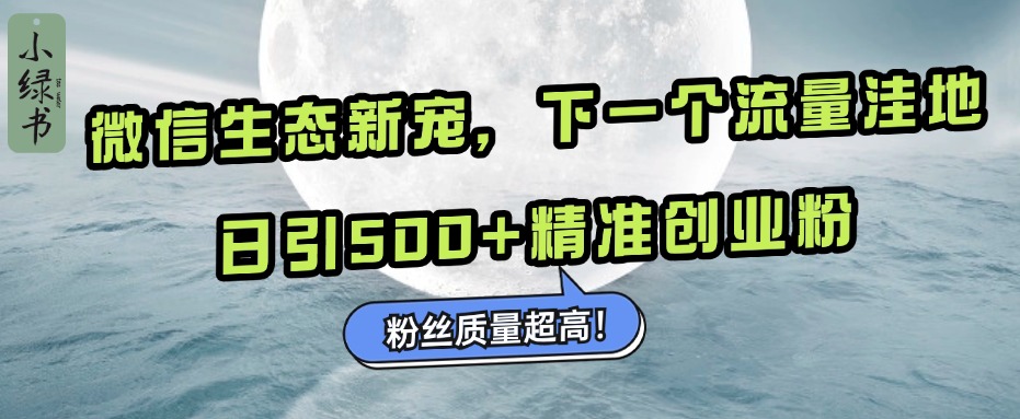微信生态新宠小绿书：下一个流量洼地，粉丝质量超高，日引500+精准创业粉，创业之家-网创项目资源站-副业项目-创业项目-搞钱项目创业之家