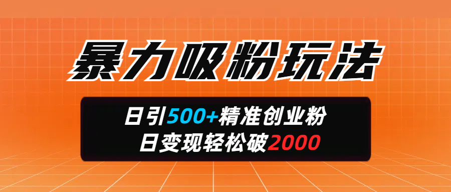暴力吸粉玩法，日引500+精准创业粉，日变现轻松破2000创业之家-网创项目资源站-副业项目-创业项目-搞钱项目创业之家