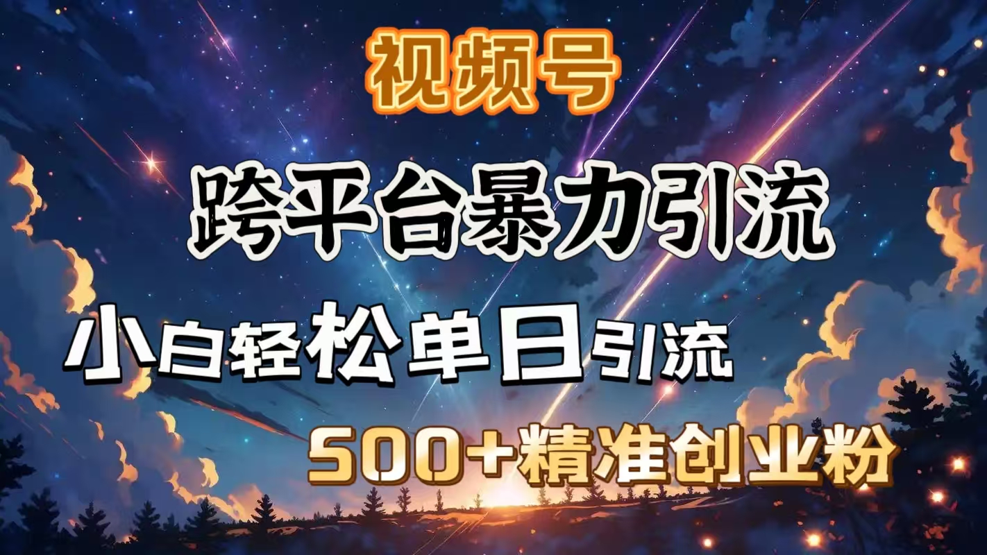 视频号跨平台暴力引流，小白轻松单日引流500＋精准创业粉创业之家-网创项目资源站-副业项目-创业项目-搞钱项目创业之家