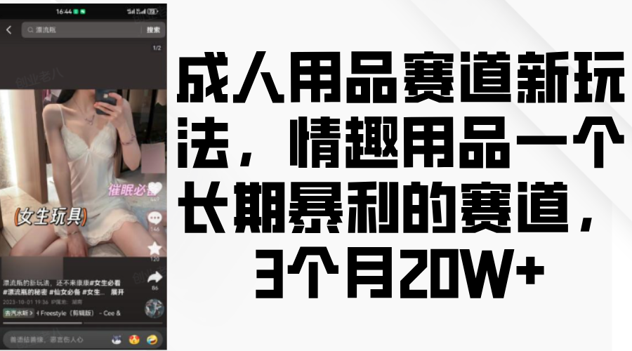 情趣用品一个长期暴利的赛道，成人用品赛道新玩法，3个月20W+创业之家-网创项目资源站-副业项目-创业项目-搞钱项目创业之家