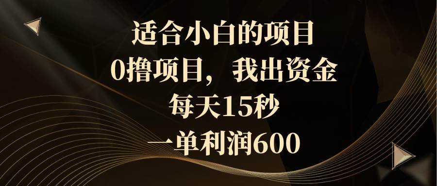 适合小白的项目，0撸项目，我出资金，每天15秒，一单利润600创业之家-网创项目资源站-副业项目-创业项目-搞钱项目创业之家