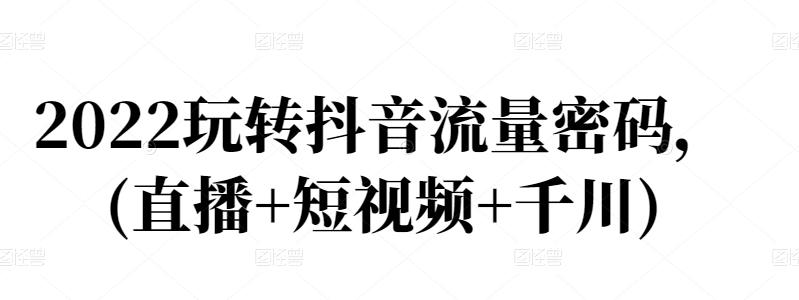 2022玩转抖音流量密码，(直播+短视频+千川)创业之家-网创项目资源站-副业项目-创业项目-搞钱项目创业之家
