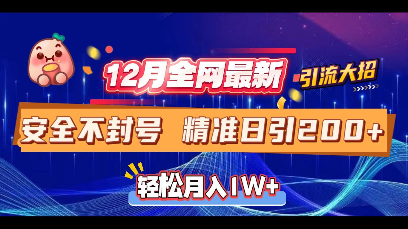 12月全网最新引流大招 安全不封号 日引精准粉200+创业之家-网创项目资源站-副业项目-创业项目-搞钱项目创业之家