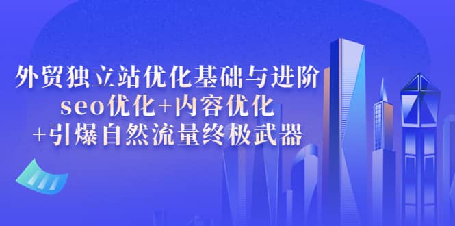 外贸独立站优化基础与进阶，seo优化+内容优化+引爆自然流量终极武器创业之家-网创项目资源站-副业项目-创业项目-搞钱项目创业之家