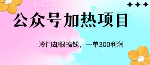 冷门公众号加热项目，一单利润300+创业之家-网创项目资源站-副业项目-创业项目-搞钱项目创业之家