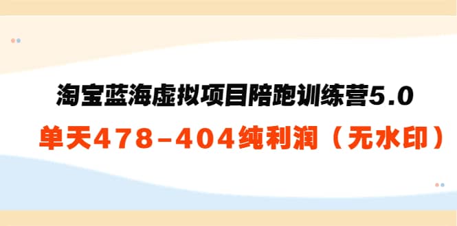 淘宝蓝海虚拟项目陪跑训练营5.0：单天478纯利润（无水印）创业之家-网创项目资源站-副业项目-创业项目-搞钱项目创业之家