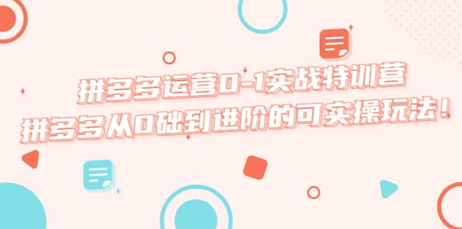 拼多多运营0-1实战特训营，拼多多从0础到进阶的可实操玩法创业之家-网创项目资源站-副业项目-创业项目-搞钱项目创业之家