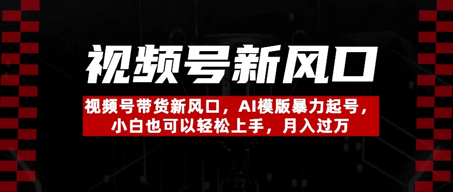 视频号带货新风口，AI模版暴力起号，小白也可以轻松上手，月入过万创业之家-网创项目资源站-副业项目-创业项目-搞钱项目创业之家