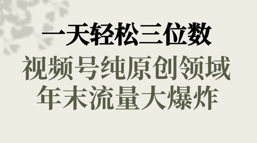 一天轻松三位数，视频号纯原创领域，春节童子送祝福，年末流量大爆炸创业之家-网创项目资源站-副业项目-创业项目-搞钱项目创业之家