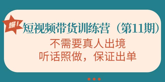 短视频带货训练营（第11期），不需要真人出境，听话照做，保证出单创业之家-网创项目资源站-副业项目-创业项目-搞钱项目创业之家