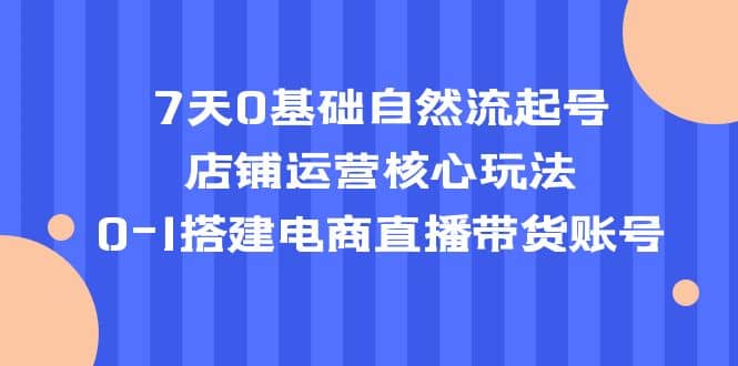 7天0基础自然流起号，店铺运营核心玩法，0-1搭建电商直播带货账号创业之家-网创项目资源站-副业项目-创业项目-搞钱项目创业之家