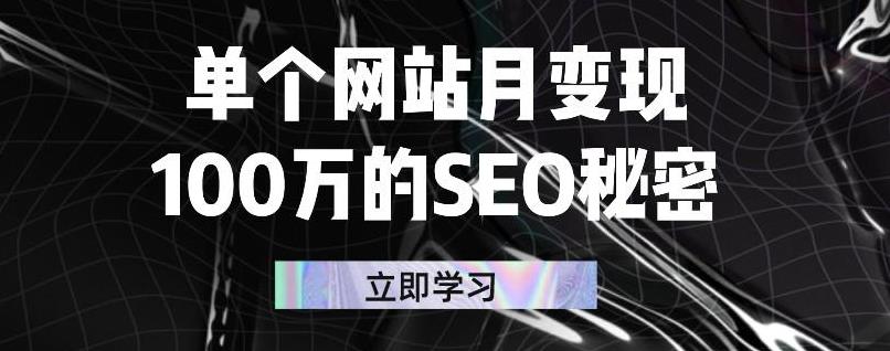 单个网站月变现100万的SEO秘密，百分百做出赚钱站点创业之家-网创项目资源站-副业项目-创业项目-搞钱项目创业之家