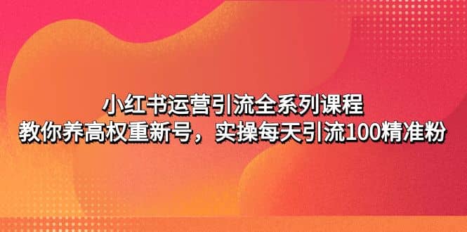 小红书运营引流全系列课程：教你养高权重新号创业之家-网创项目资源站-副业项目-创业项目-搞钱项目创业之家