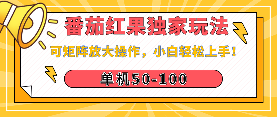 番茄红果独家玩法，单机50-100，可矩阵放大操作，小白轻松上手！创业之家-网创项目资源站-副业项目-创业项目-搞钱项目创业之家