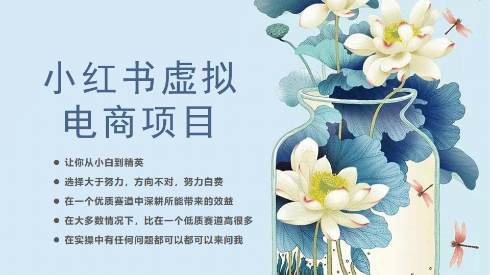 小红书虚拟电商从0到1，让你从小白到精英（20节实操课程）创业之家-网创项目资源站-副业项目-创业项目-搞钱项目创业之家
