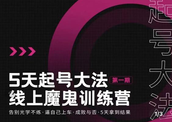 五天起号魔鬼训练营，告别光学不练，逼自己上车，成败与否，5天拿到结果创业之家-网创项目资源站-副业项目-创业项目-搞钱项目创业之家
